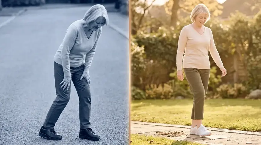 Woman walking confidently in spring park wearing Motion Ground shoes